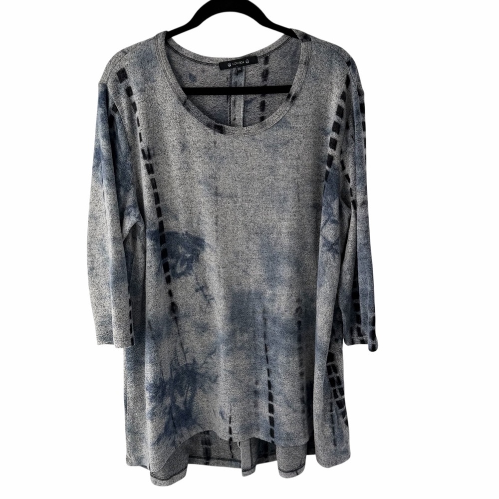 COIN!804‎ Coastal Chic Boho Casual Artistic Women's 3X Top Round Neck Pullover